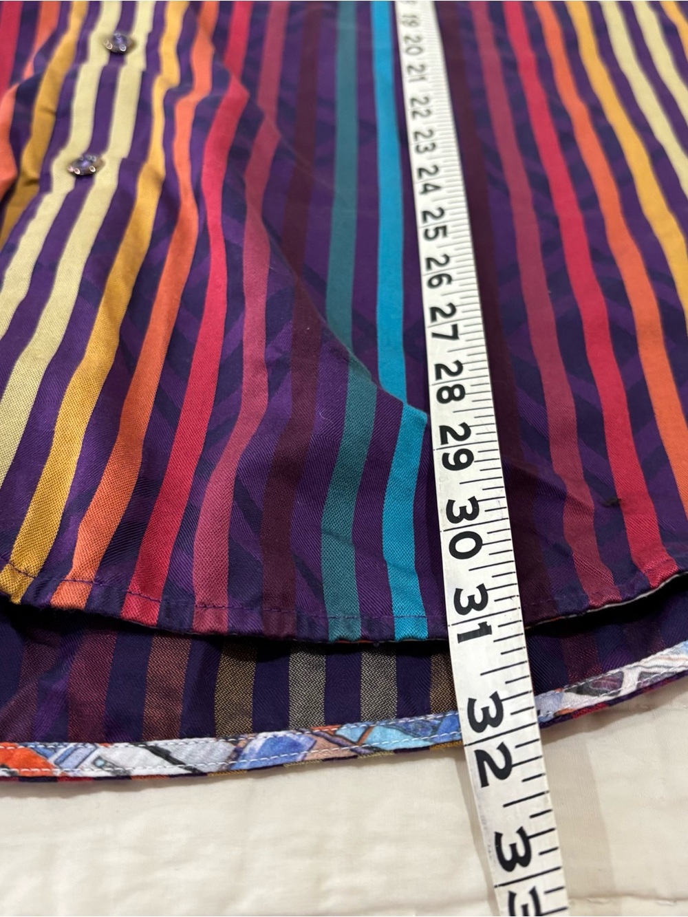 ROBERT GRAHAM Shirt Mens 3XL Tailored Multi Striped Flip Cuff Button Up Party - Picture 10 of 10